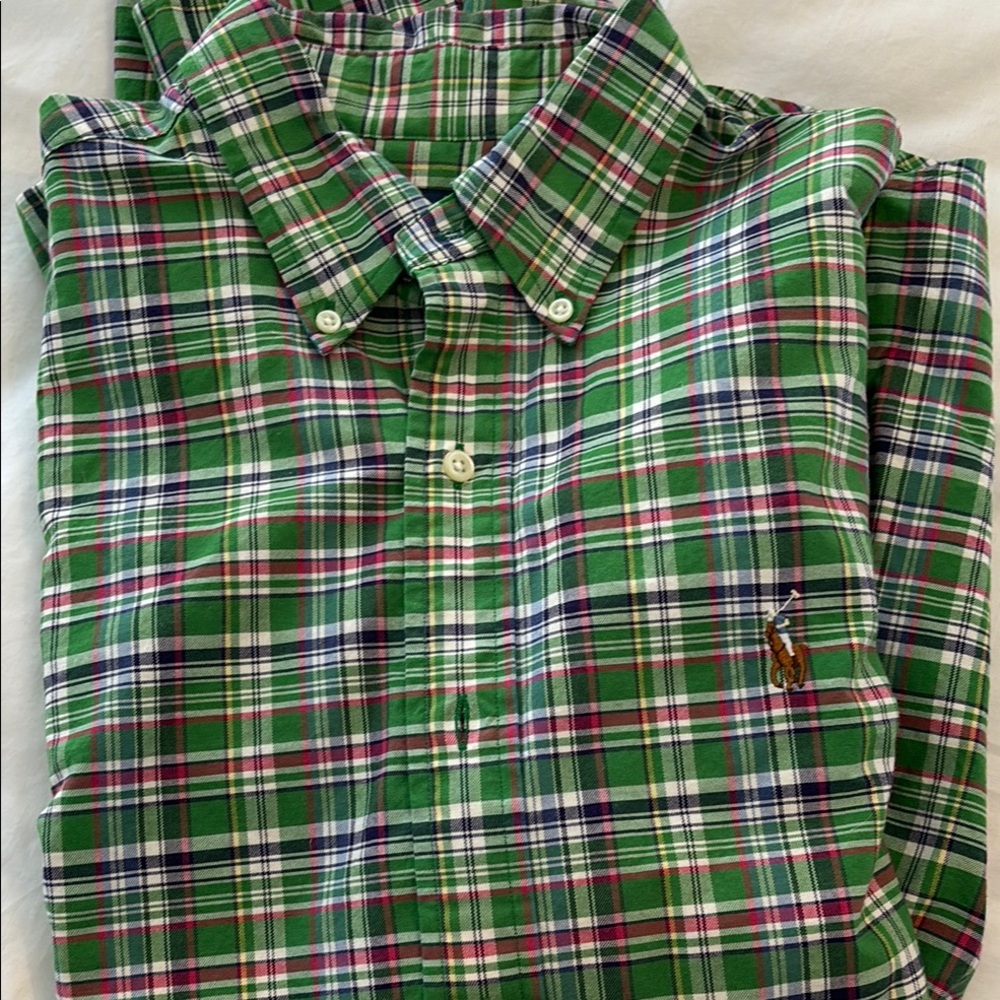 Ralph Lauren Green Plaid Button-Down Shirt M